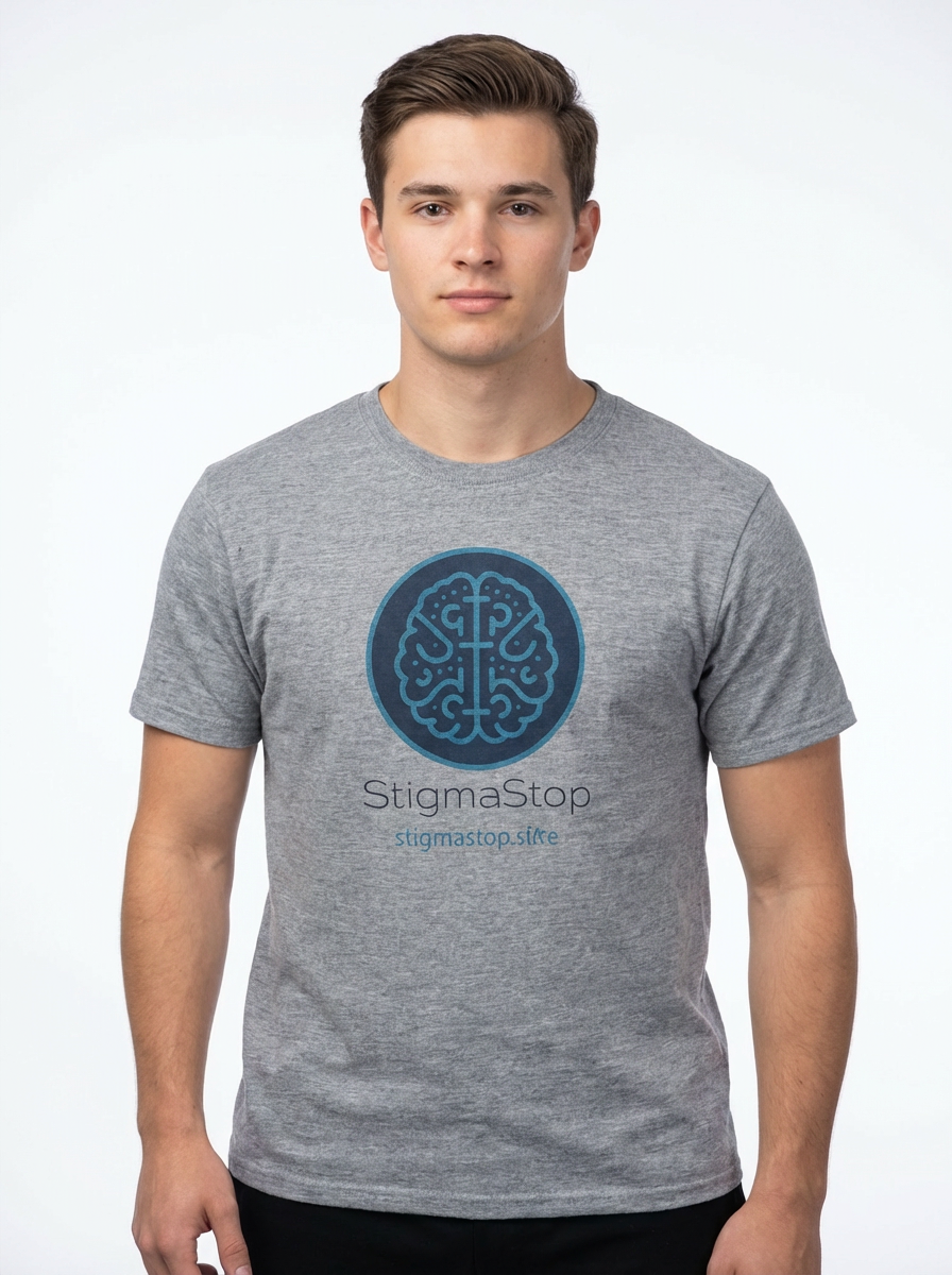 Short Sleeve Custom Grey T-shirt with StigmaStop logo